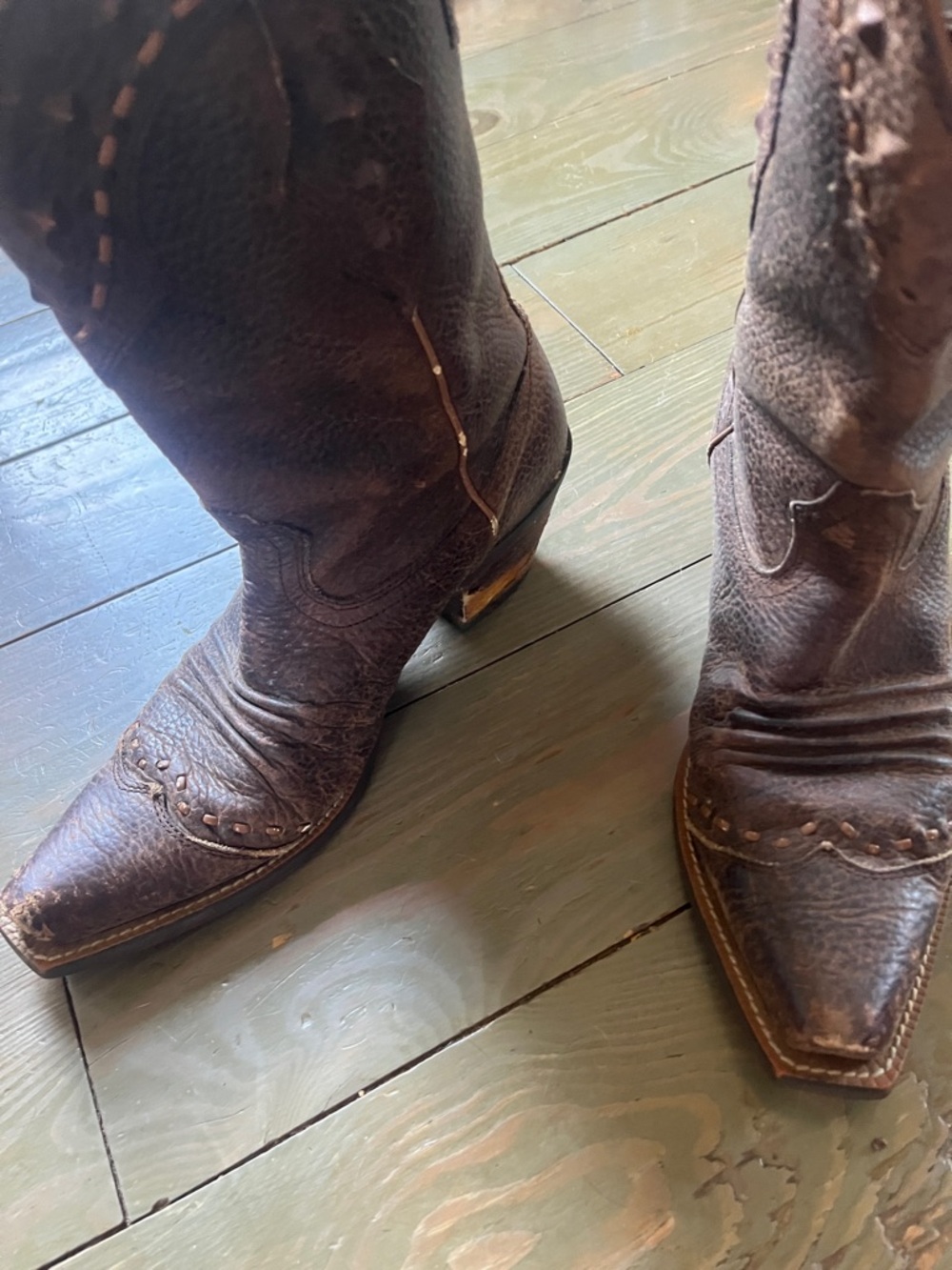 Ariat Dark Brown Studded Leather Heeled Cowboy Boots - Picture 5 of 9
